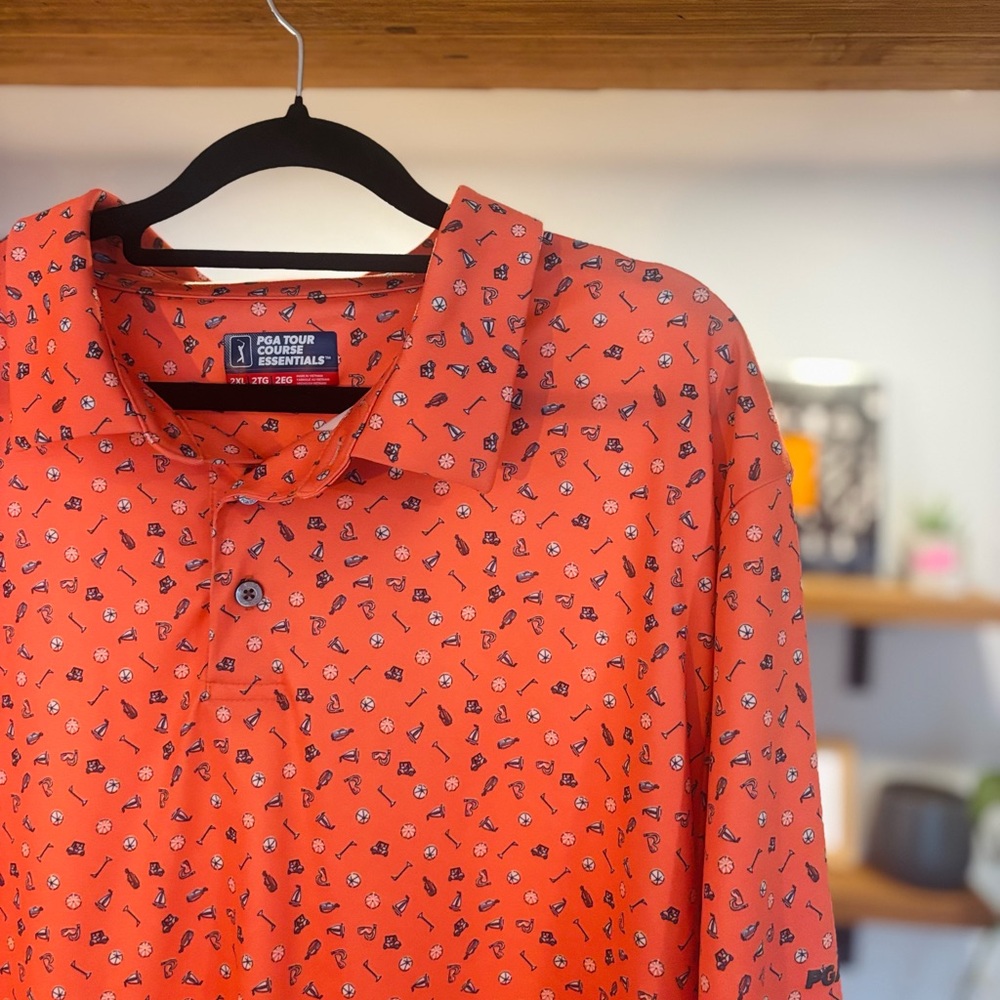PGA Tour Corail Patterned Casual Polo